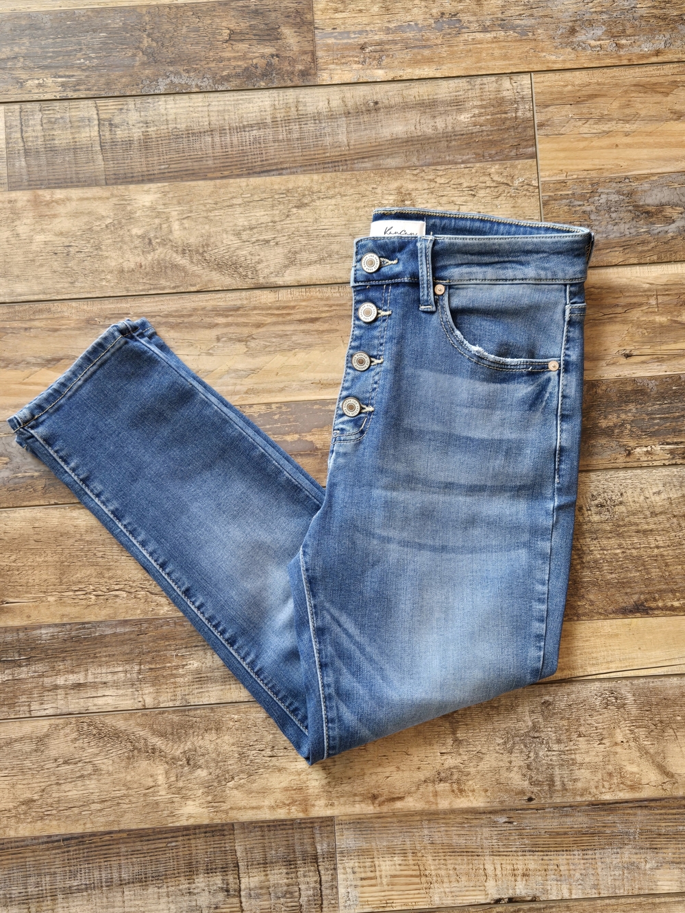 KanCan High Rise Exposed Button Fly Straight Ankle Jeans Sz 29